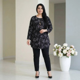تونیک استرچ کشی زنانه قواره دار سایز بزرگ کمربند دار