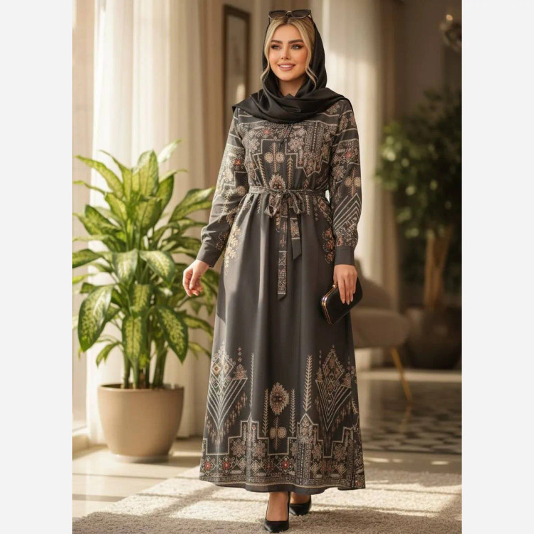 پیراهن سنتی زنانه یقه چین دار جنس بوگاتی فری سایز