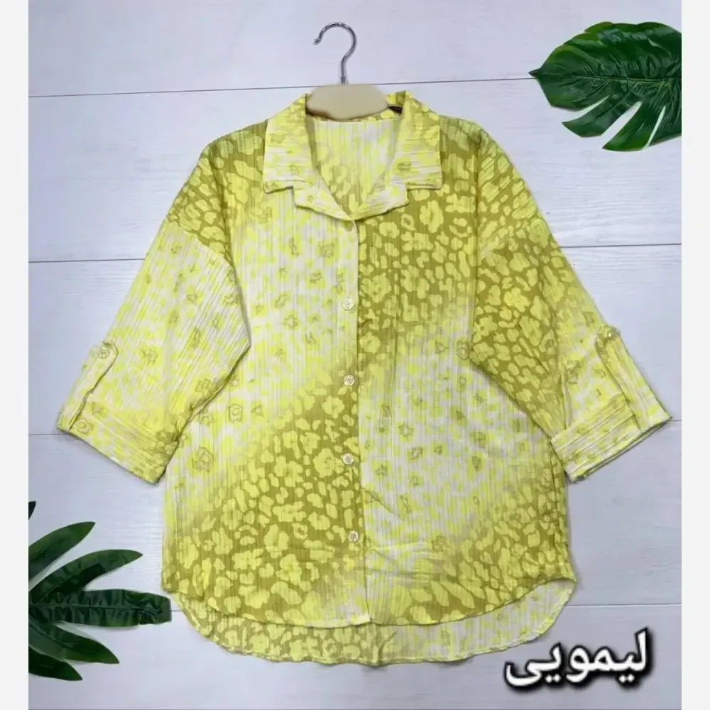 شومیز زنانه مدل نارین جنس کریستال پفکی سایز فری 38 تا 46 رنگ سبز روشن و لیمویی