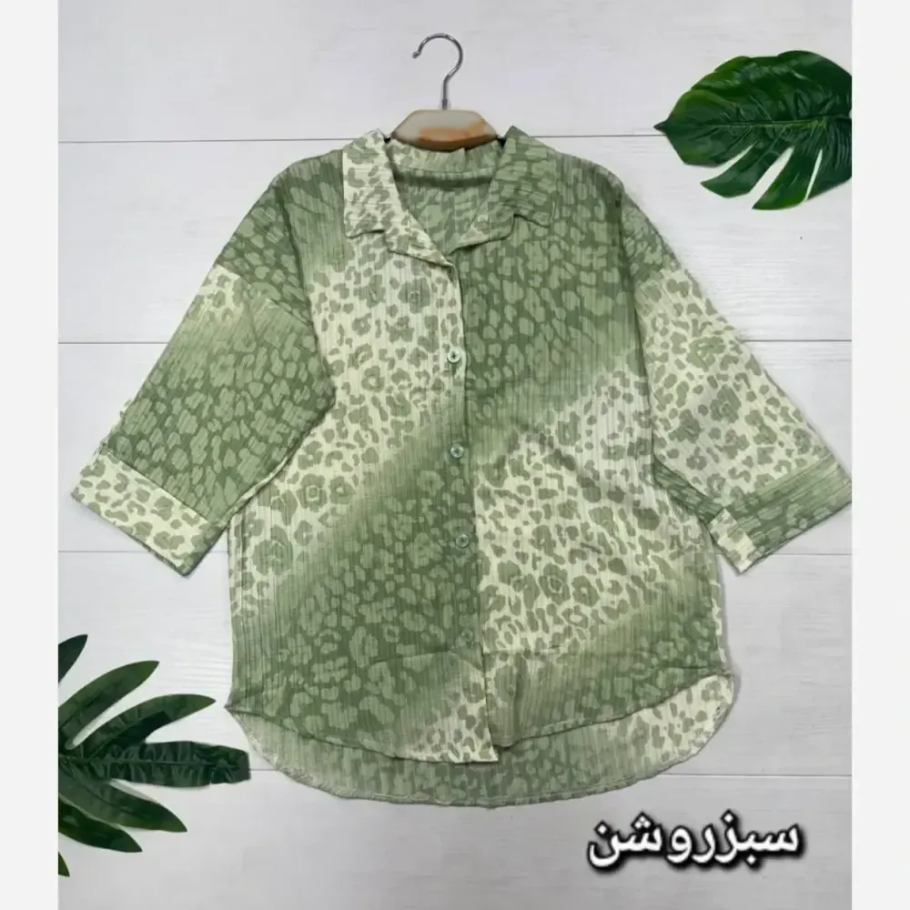 شومیز زنانه مدل نارین جنس کریستال پفکی سایز فری 38 تا 46 رنگ سبز روشن و لیمویی