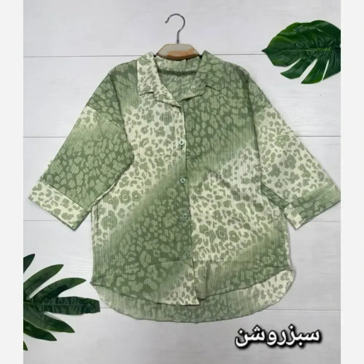 شومیز زنانه مدل نارین جنس کریستال پفکی سایز فری 38 تا 46 رنگ سبز روشن و لیمویی