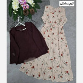 ست سارافون گل دار و شومیز حریر و شانتون فری سایز 36 تا 46