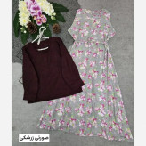 ست سارافون گل دار و شومیز حریر و شانتون فری سایز 36 تا 46