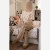 ست تیشرت شلوار توخونگی طرح خرس گوچی جنس گلکسی اسپان فری سایز