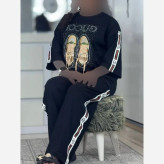 ست کتونی زنانه جنس پنبه گلکسی رنگ مشکی سایز فری اسکین