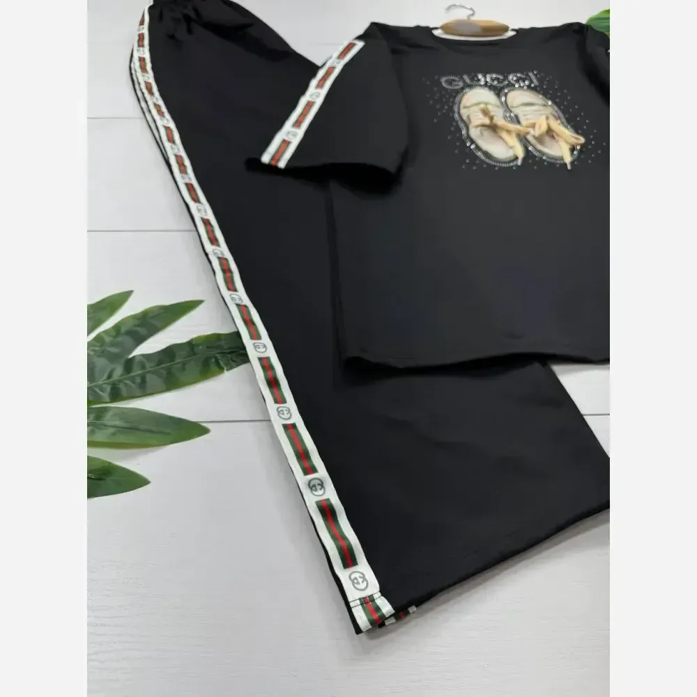 ست کتونی زنانه جنس پنبه گلکسی رنگ مشکی سایز فری اسکین