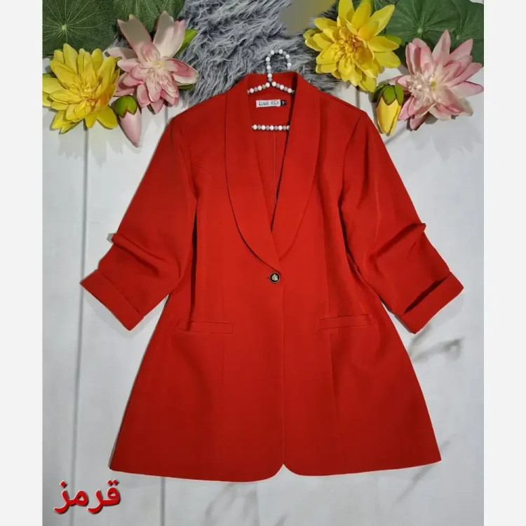 کت تک زنانه کرپ مازراتی آستین سه ربع پاکتی