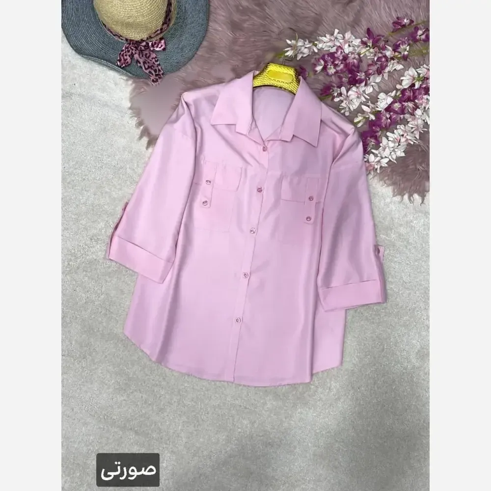 شومیز جیب صلیبی زنانه جنس پری خنک و سبک فری سایز