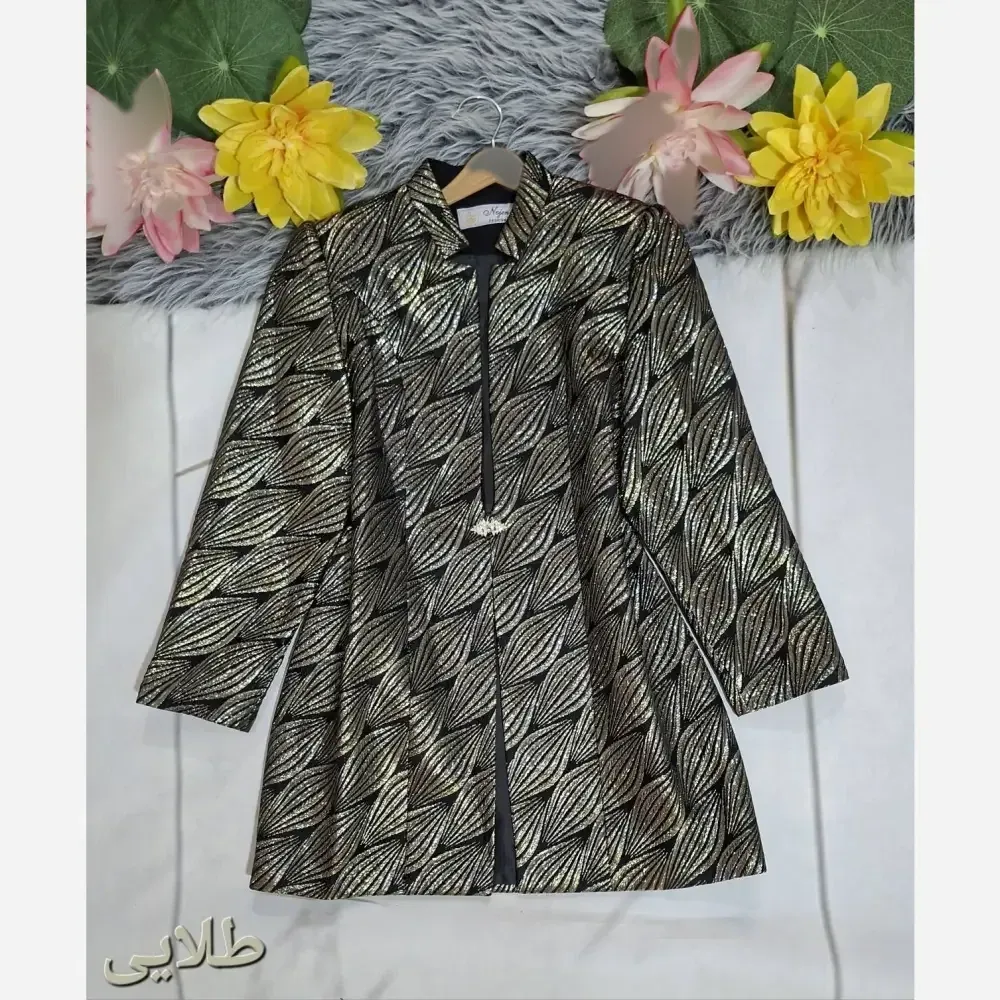 مانتو مجلسی ژاکارد زنانه قزن نگین دار سایزبندی