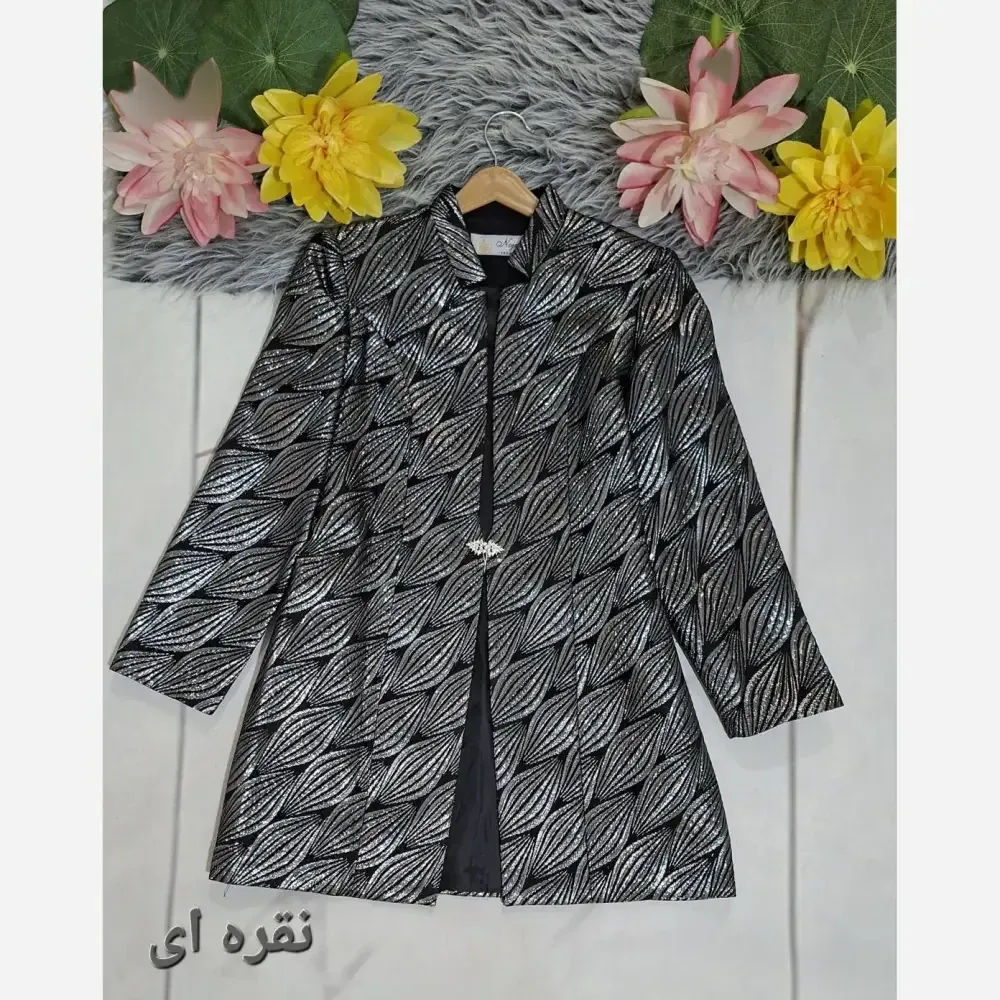 مانتو مجلسی ژاکارد زنانه قزن نگین دار سایزبندی