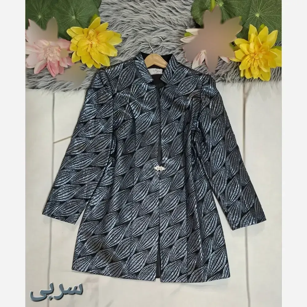 مانتو مجلسی ژاکارد زنانه قزن نگین دار سایزبندی