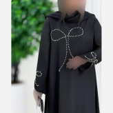 عبا زنانه مدل نازبانو جنس الیزه رنگ مشکی سایز فری سایز
