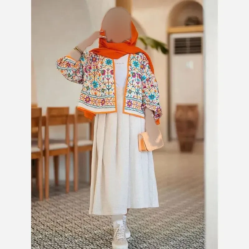 کت و دامن زنانه جنس لینن فری سایز تا 48