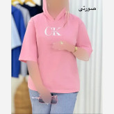 تیشرت لانگ زنانه طرح CK جنس پنبه دبل بافت فری سایز