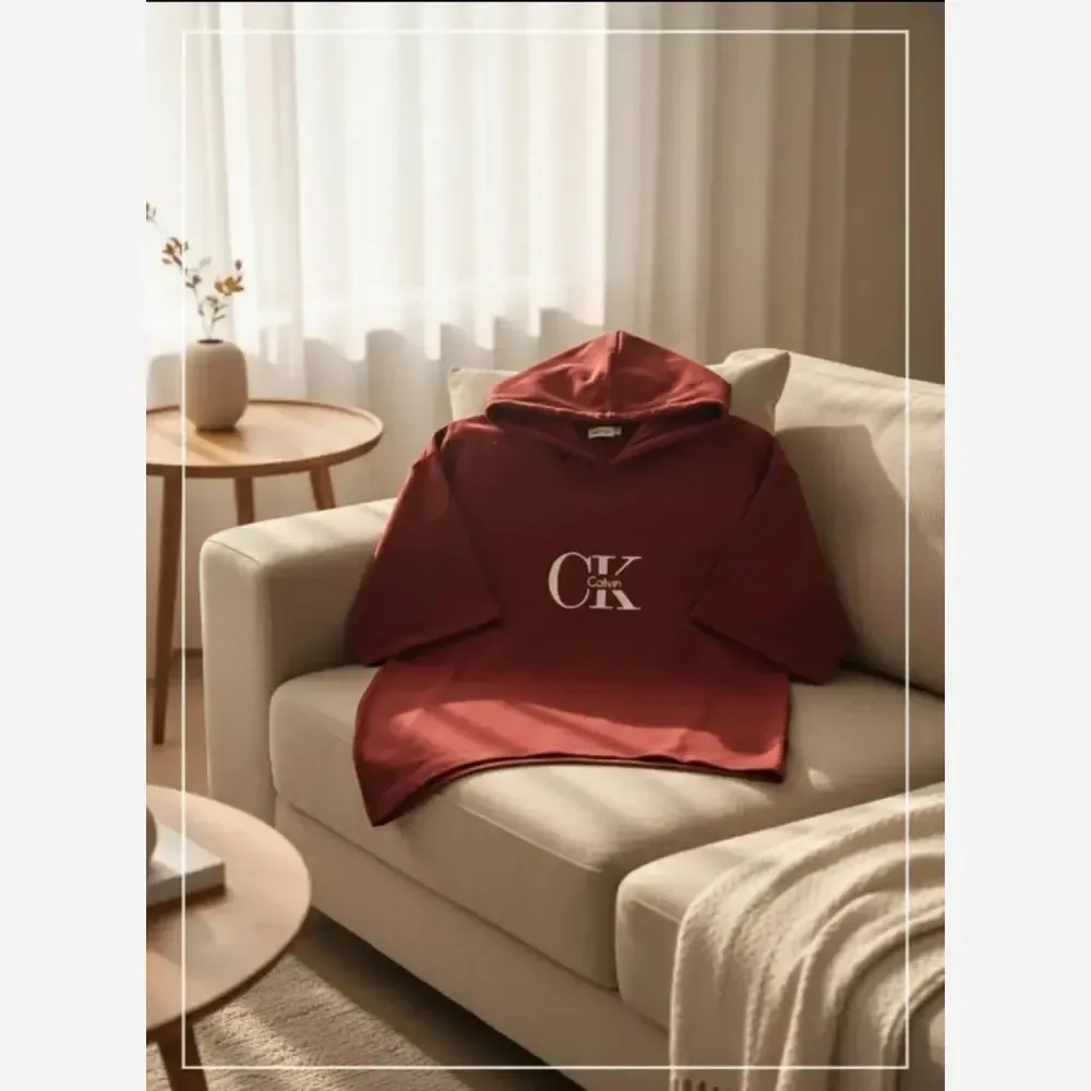 تیشرت لانگ زنانه طرح CK جنس پنبه دبل بافت فری سایز