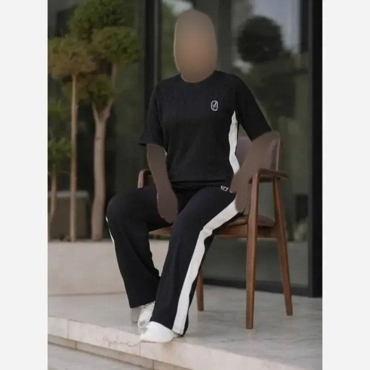 ست بلوز و شلوار زنانه گیاهی کش وارداتی رنگ مشکی سایز فری 38 تا 46