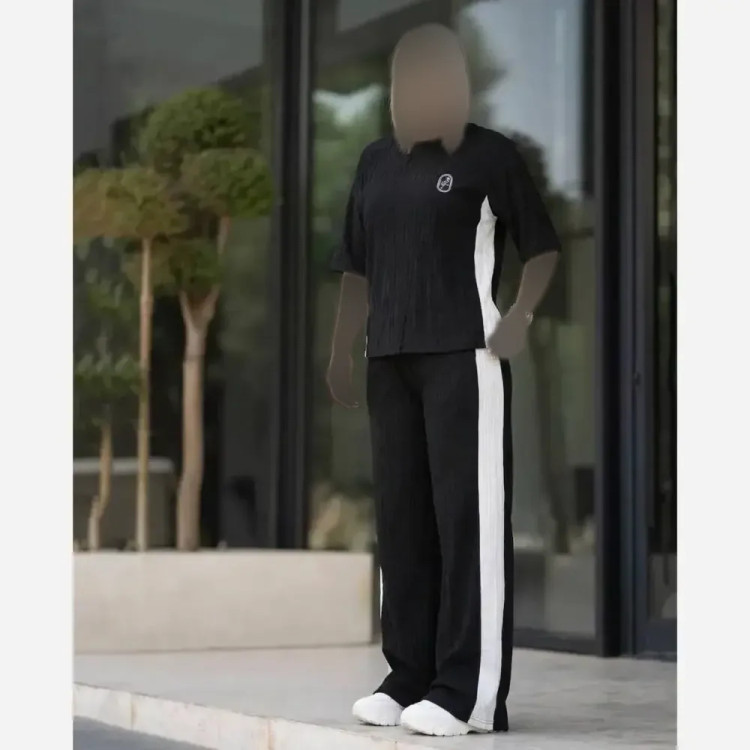 ست بلوز و شلوار زنانه گیاهی کش وارداتی رنگ مشکی سایز فری 38 تا 46