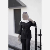 مانتو شلوار پرشین مکانیک هما رنگ مشکی و طوسی فری سایز