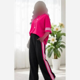 ست دو تیکه تیشرت و شلوار بگ گلکسی نخ پنبه ادیداس فری سایز