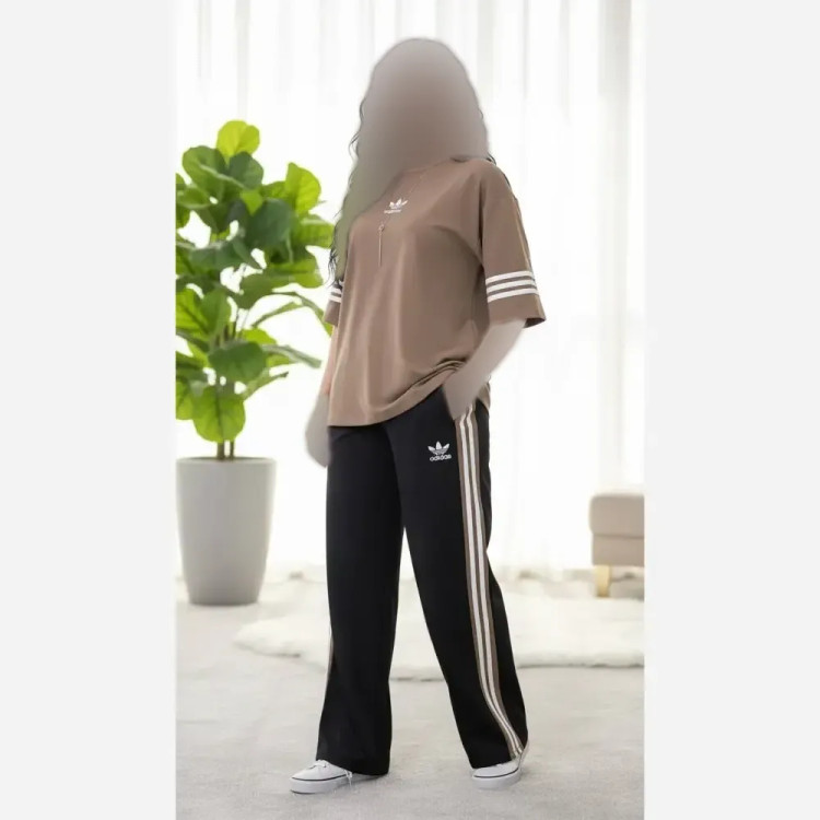 ست دو تیکه تیشرت و شلوار بگ گلکسی نخ پنبه ادیداس فری سایز