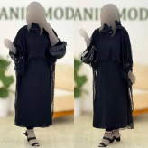 ست دانتل سرمه زیره کرپ بوگاتی رویه گیپور رنگ مشکی فری سایز