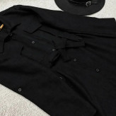 مانتو بلند ملیسا جنس شانتون رنگ مشکی فری سایز تا 48