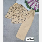 ست شومیز و شلوار زنانه طرح گلبرگ جنس شانتون درجه یک فری سایز