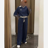 ست شومیز و شلوار مازراتی زنانه فری سایز رنگ مشکی سورمه موکا کرم