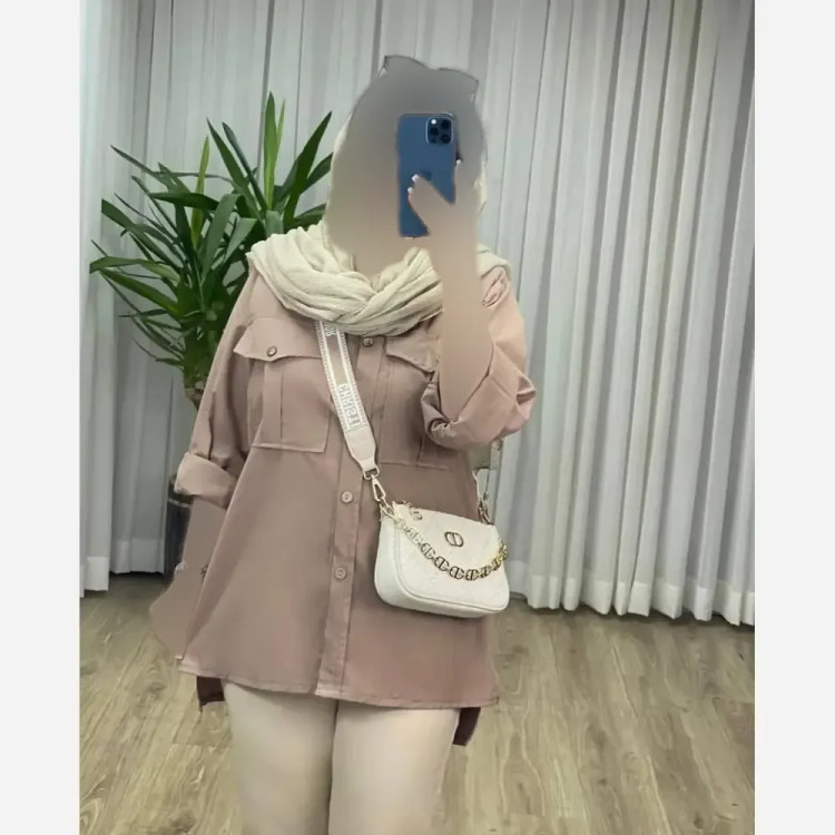 مانتو لنین دو جیب ستاره فری سایز 38 تا 48