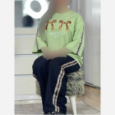 ست تیشرت و شلوار دبل پاپیون پلنگی گلکسی پنبه سایز 38 تا 48