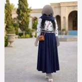 سه تیکه شومیز بوگاتی و دامن پوپلین کتان فری سایز