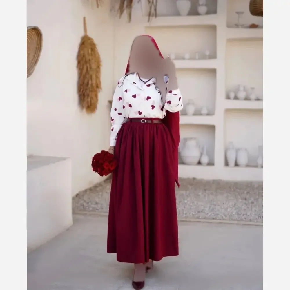 سه تیکه شومیز بوگاتی و دامن پوپلین کتان فری سایز