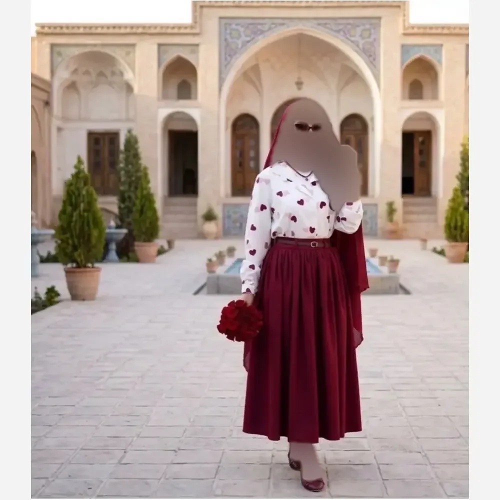 سه تیکه شومیز بوگاتی و دامن پوپلین کتان فری سایز