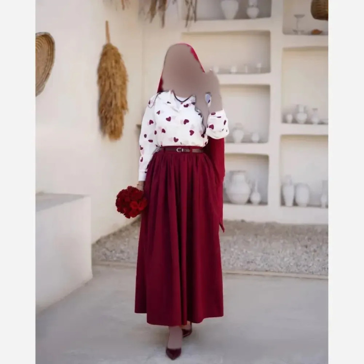 سه تیکه شومیز بوگاتی و دامن پوپلین کتان فری سایز