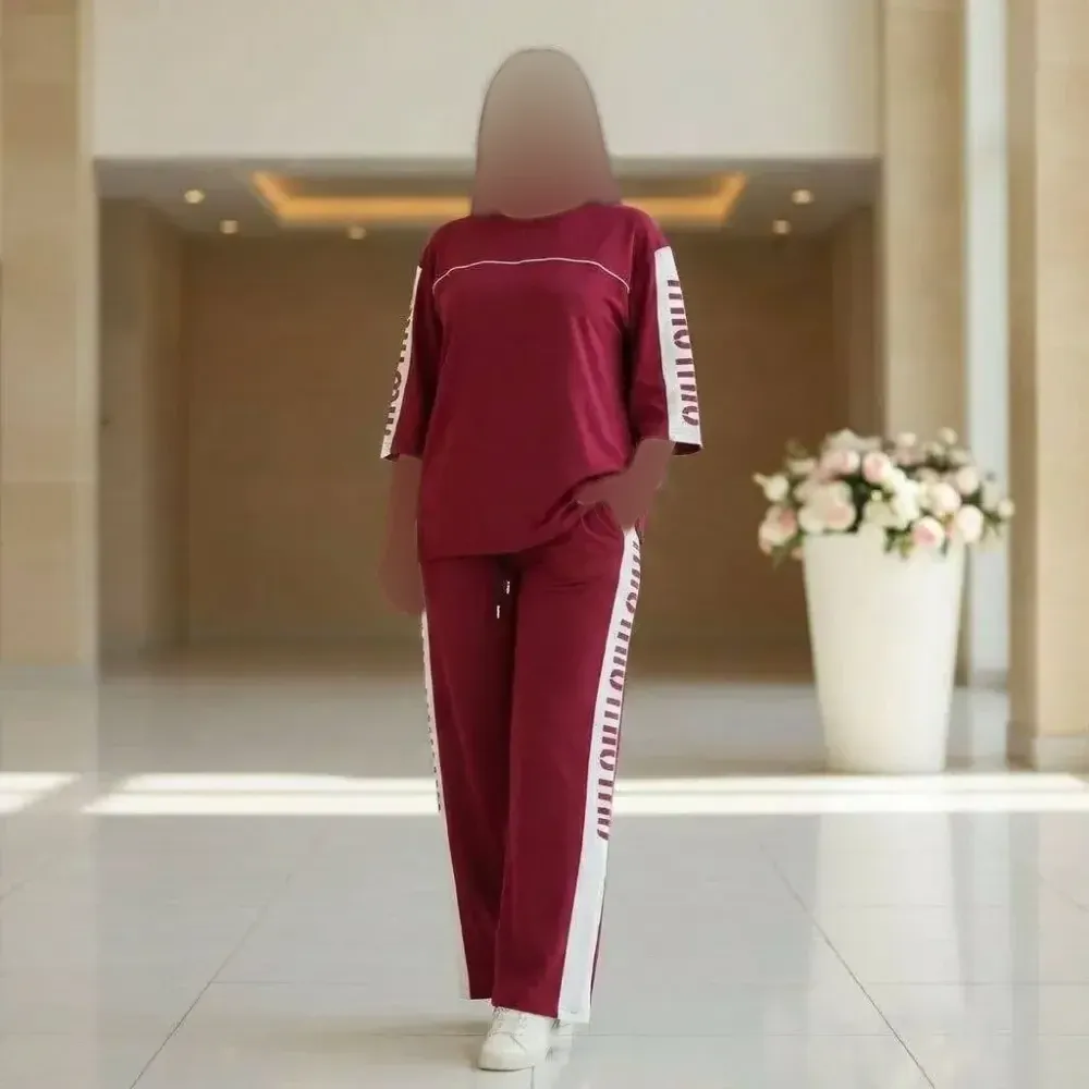 ست تیشرت شلوار زنانه گلکسی پنبه درجه یک فری سایز
