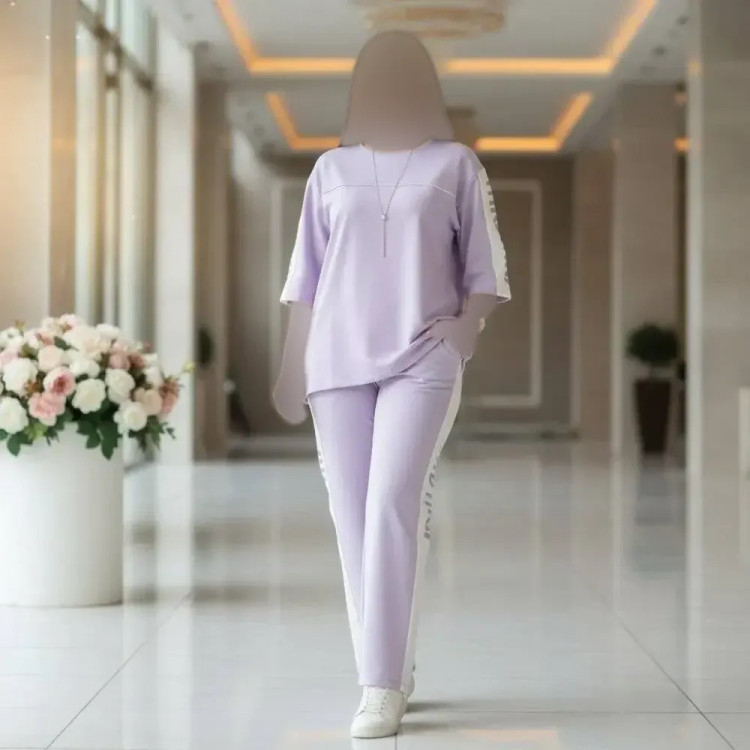 ست تیشرت شلوار زنانه گلکسی پنبه درجه یک فری سایز