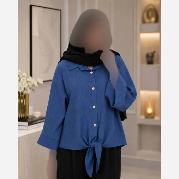 شومیز گره ای سوپر شانتون درجه یک فری سایز