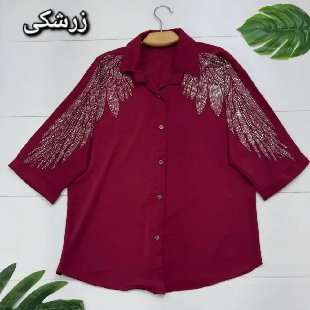 شومیز مجلسی طاووس الیزه درجه یک نگین کاری سایز فری 38 تا 46