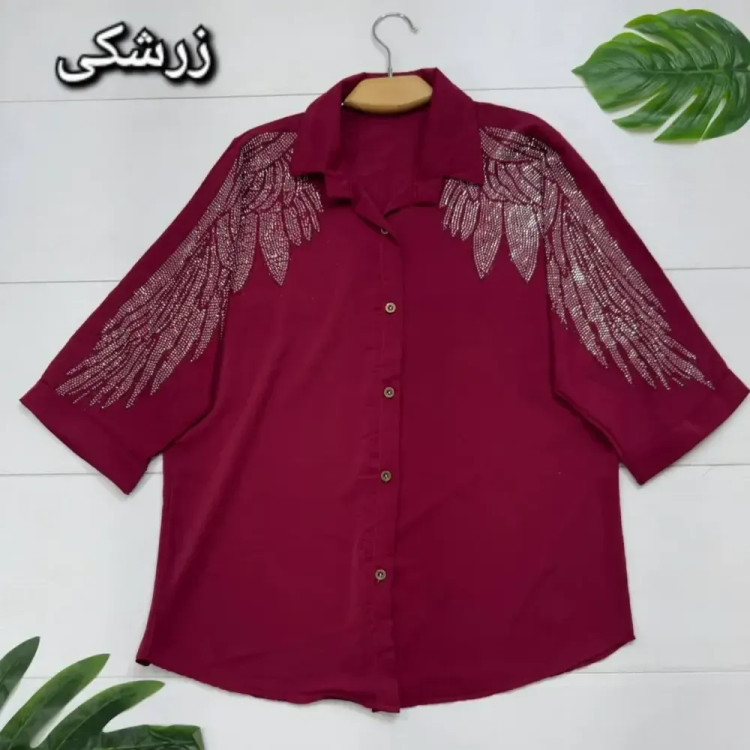 شومیز مجلسی طاووس الیزه درجه یک نگین کاری سایز فری 38 تا 46