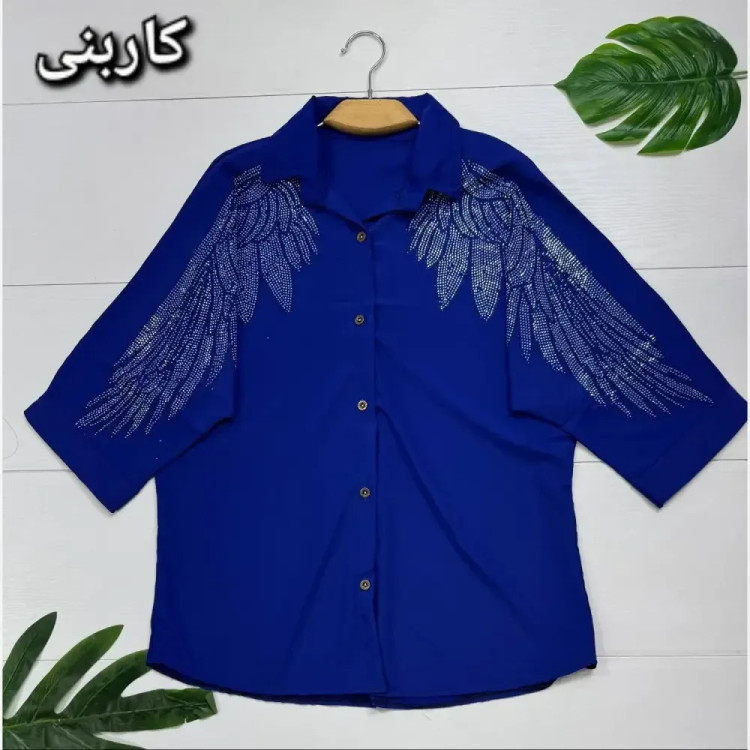 شومیز مجلسی طاووس الیزه درجه یک نگین کاری سایز فری 38 تا 46