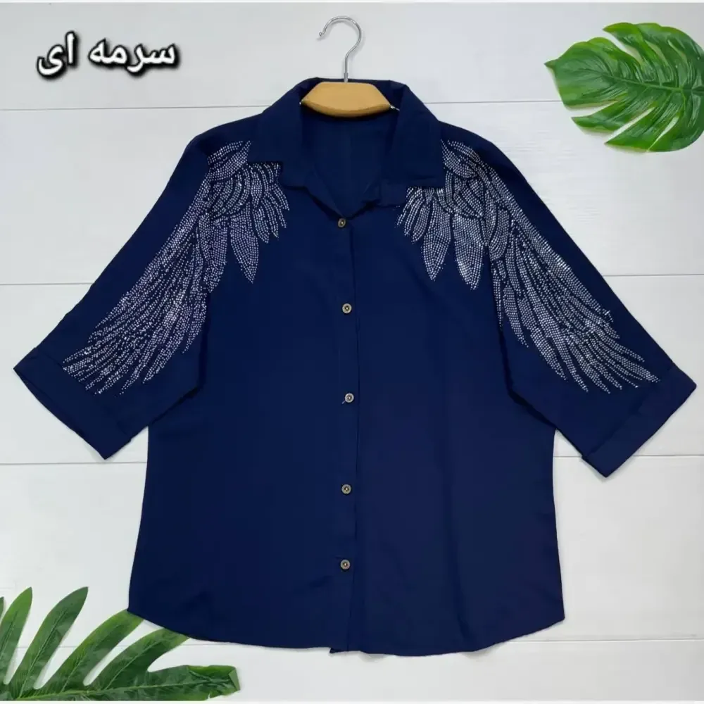 شومیز مجلسی طاووس الیزه درجه یک نگین کاری سایز فری 38 تا 46