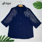 شومیز مجلسی طاووس الیزه درجه یک نگین کاری سایز فری 38 تا 46