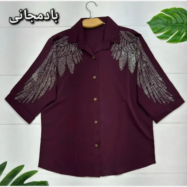شومیز مجلسی طاووس الیزه درجه یک نگین کاری سایز فری 38 تا 46