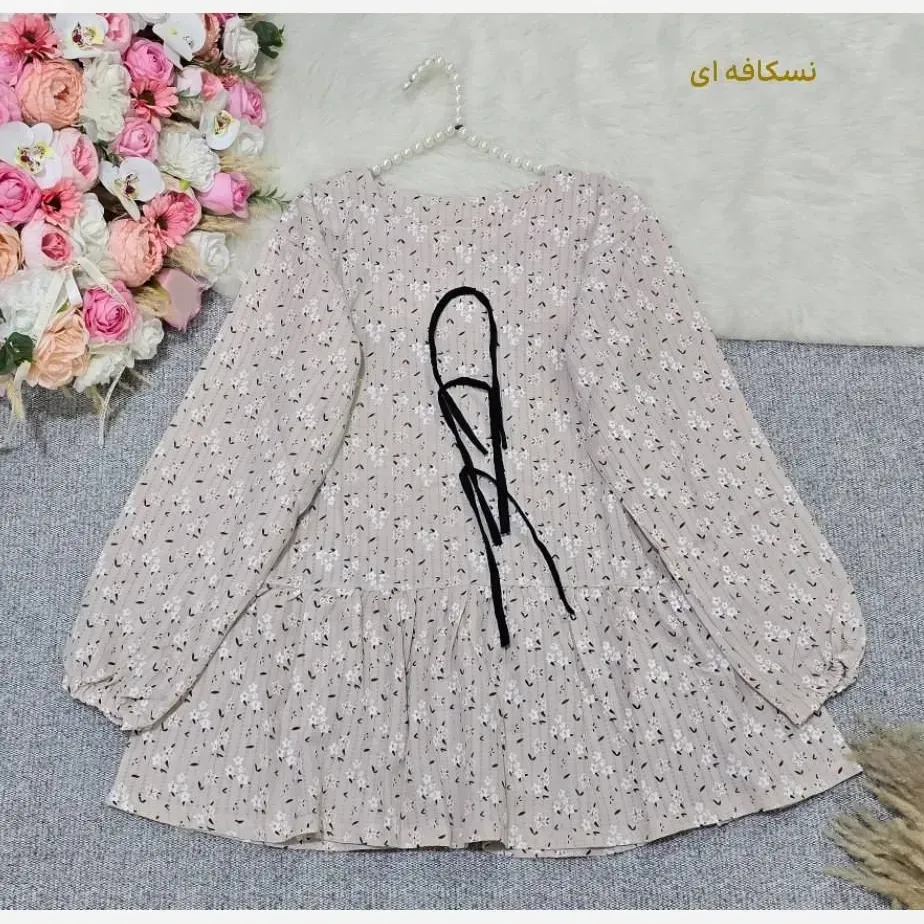 تونیک مانتویی گل گچی پایین کلوش فری سایز تا 48