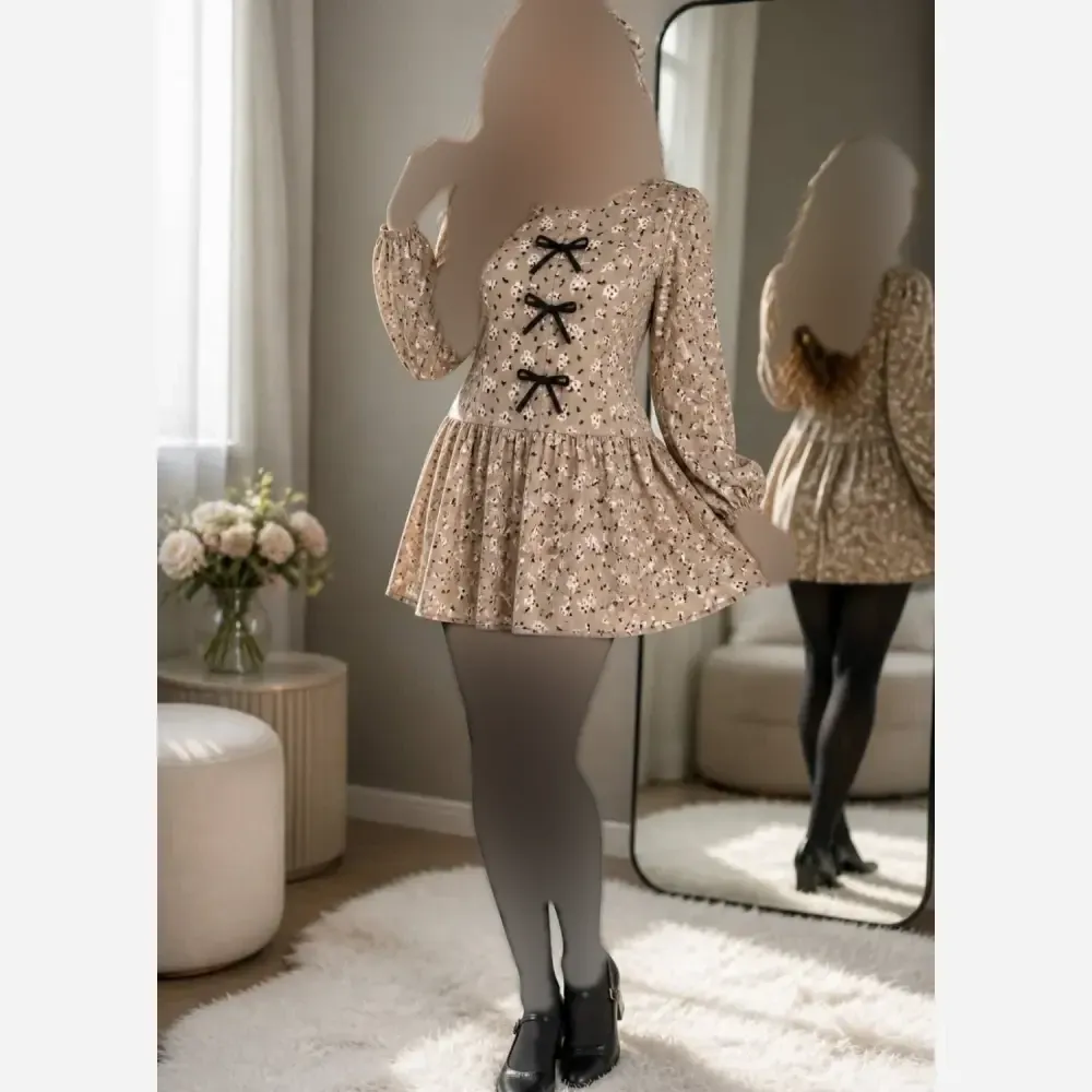 تونیک مانتویی گل گچی پایین کلوش فری سایز تا 48