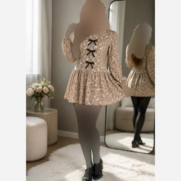 تونیک مانتویی گل گچی پایین کلوش فری سایز تا 48