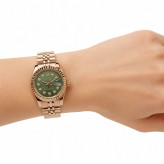 ساعت زنانه رولکس دیت جاست رزگلد صفحه سبز مسترکوالیتی موتور کوارتز ژاپن