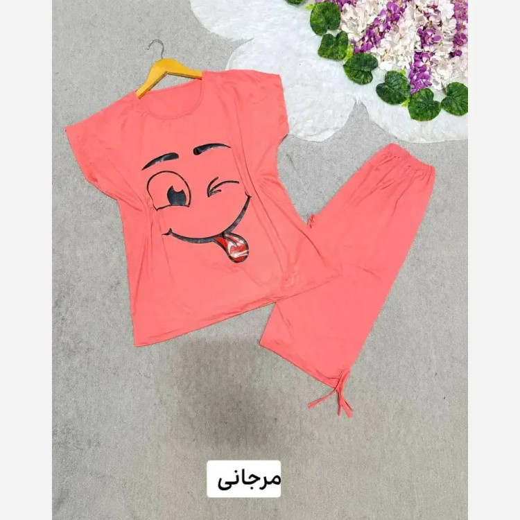 ست لباس راحتی زنانه ویسکوز پنبه مدل بامزه فری سایز