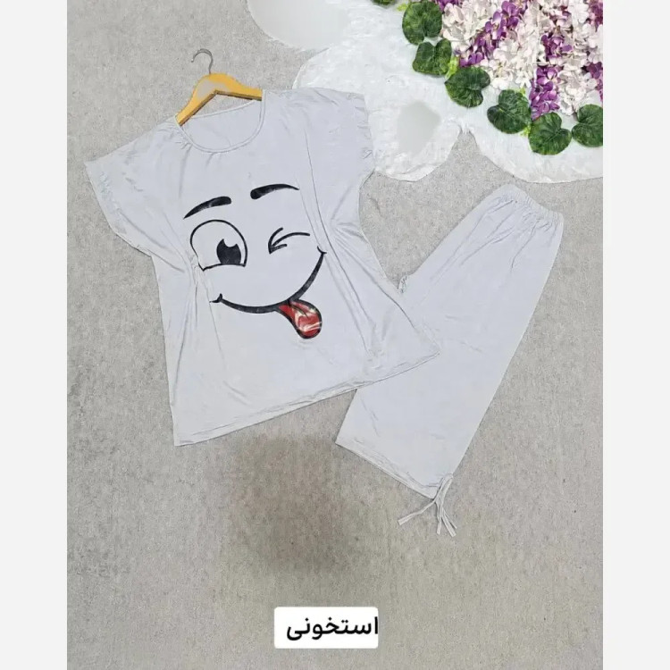 ست لباس راحتی زنانه ویسکوز پنبه مدل بامزه فری سایز
