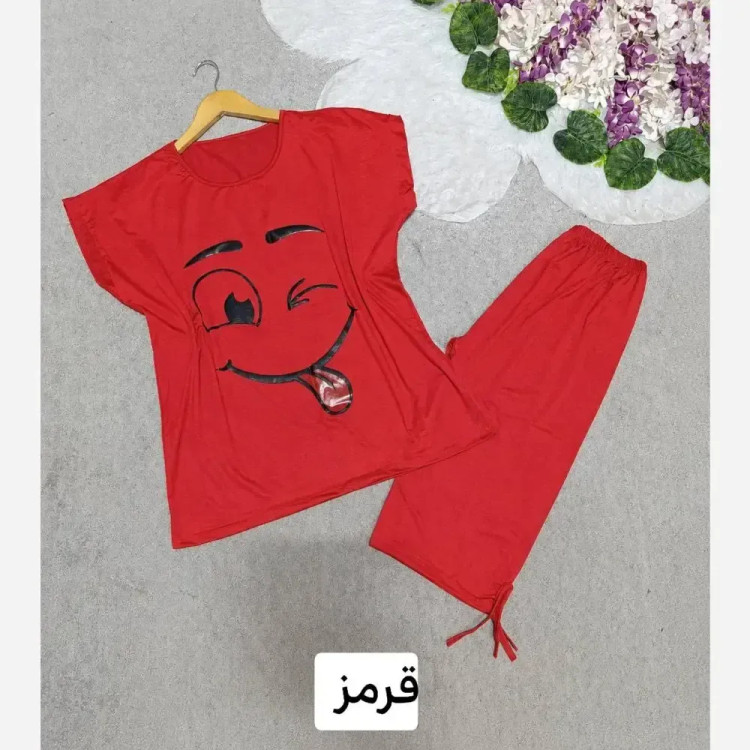 ست لباس راحتی زنانه ویسکوز پنبه مدل بامزه فری سایز